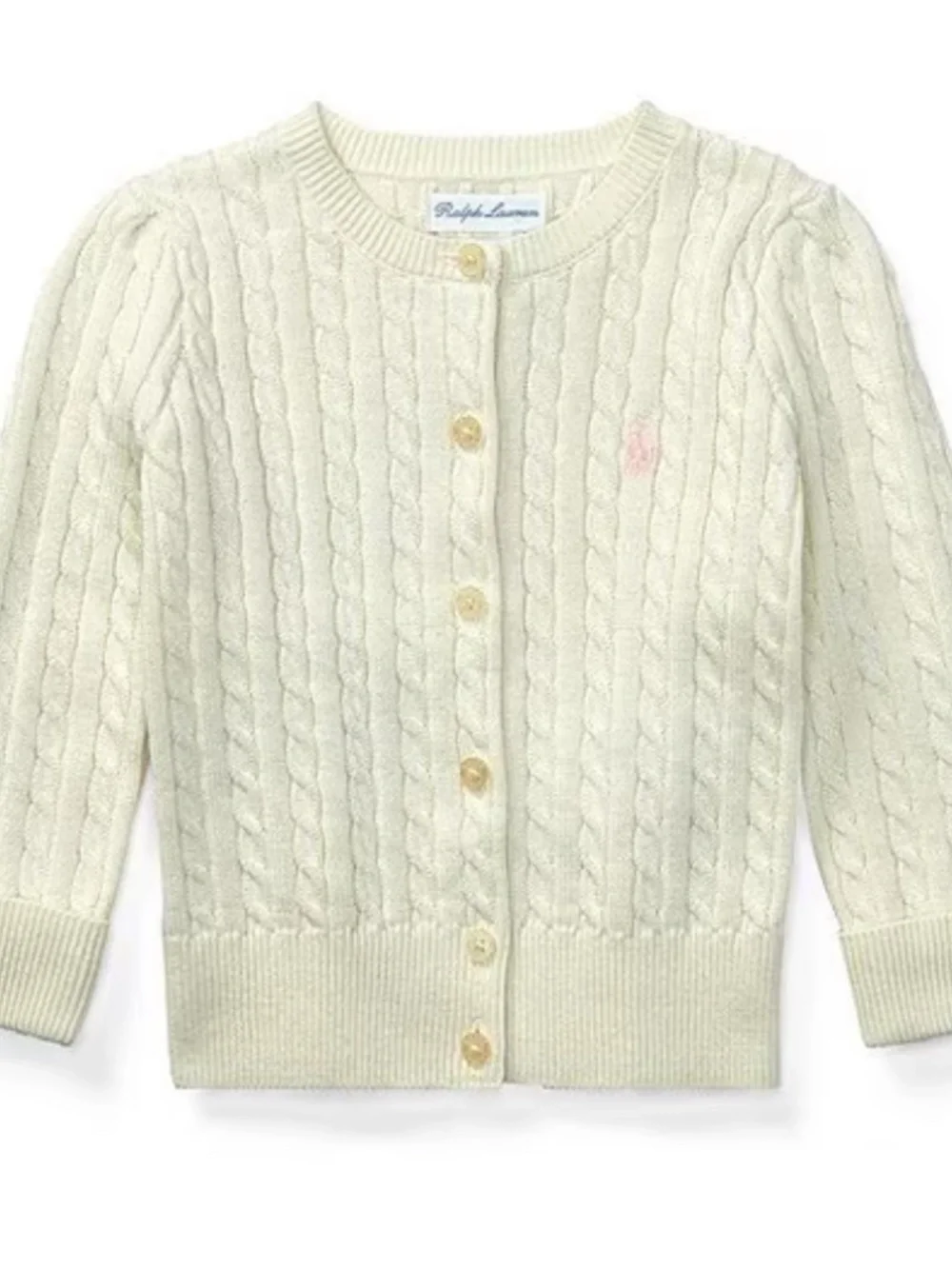 Ralph Lauren Baby Girls Mini Cable Knit Cardigan Warm White 6M